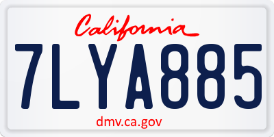 CA license plate 7LYA885