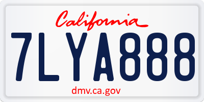 CA license plate 7LYA888