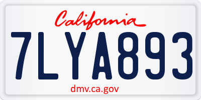 CA license plate 7LYA893