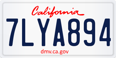 CA license plate 7LYA894
