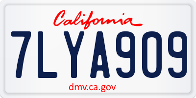 CA license plate 7LYA909