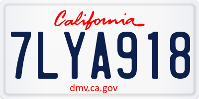 CA license plate 7LYA918