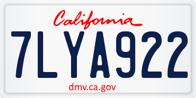 CA license plate 7LYA922