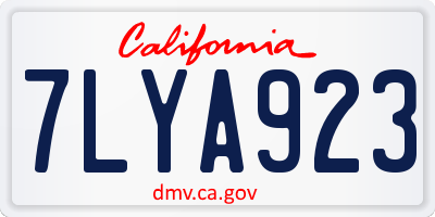 CA license plate 7LYA923
