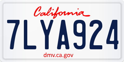 CA license plate 7LYA924