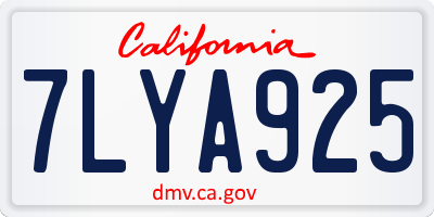 CA license plate 7LYA925