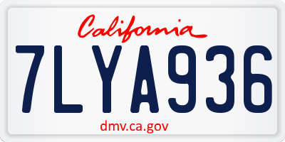 CA license plate 7LYA936