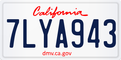 CA license plate 7LYA943