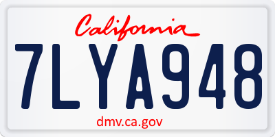 CA license plate 7LYA948