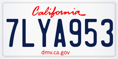 CA license plate 7LYA953