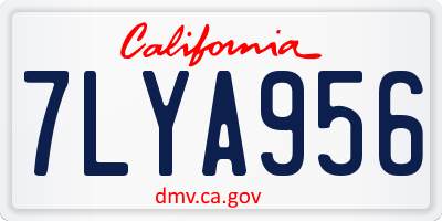 CA license plate 7LYA956