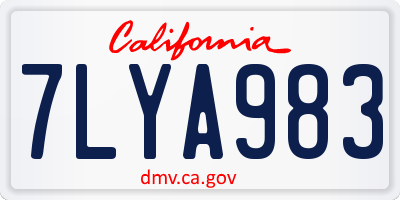 CA license plate 7LYA983
