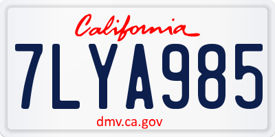CA license plate 7LYA985