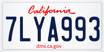CA license plate 7LYA993