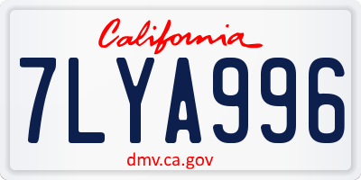 CA license plate 7LYA996