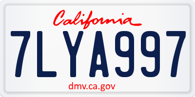 CA license plate 7LYA997