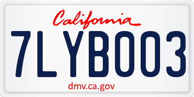CA license plate 7LYB003