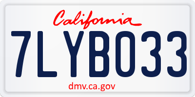 CA license plate 7LYB033
