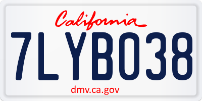 CA license plate 7LYB038