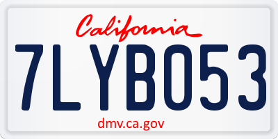 CA license plate 7LYB053