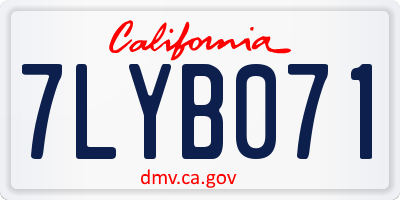 CA license plate 7LYB071