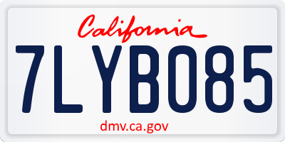 CA license plate 7LYB085