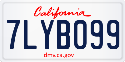 CA license plate 7LYB099