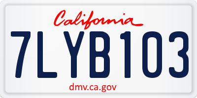 CA license plate 7LYB103