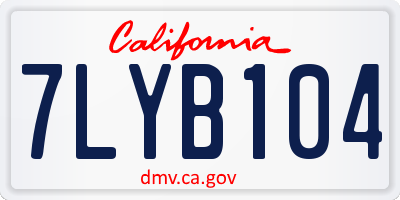 CA license plate 7LYB104