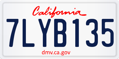 CA license plate 7LYB135