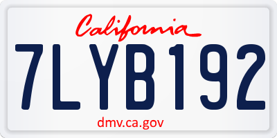 CA license plate 7LYB192