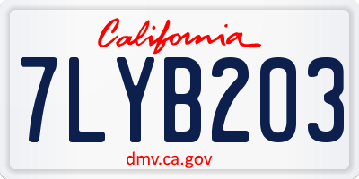 CA license plate 7LYB203