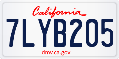 CA license plate 7LYB205