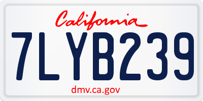 CA license plate 7LYB239