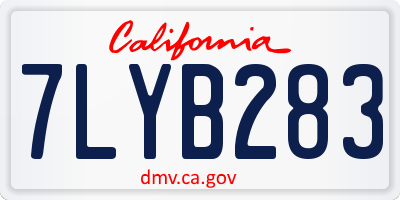 CA license plate 7LYB283