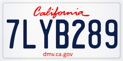 CA license plate 7LYB289