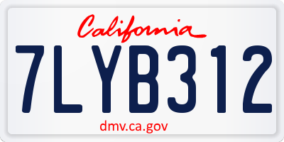 CA license plate 7LYB312
