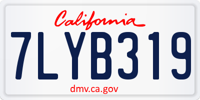 CA license plate 7LYB319