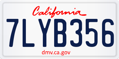 CA license plate 7LYB356
