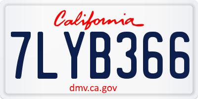 CA license plate 7LYB366