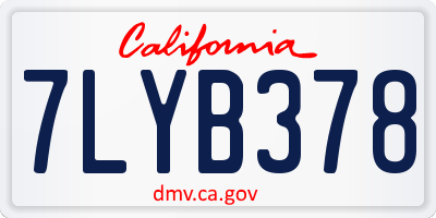 CA license plate 7LYB378