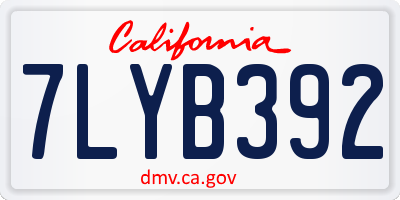 CA license plate 7LYB392