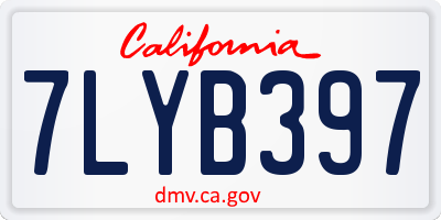 CA license plate 7LYB397