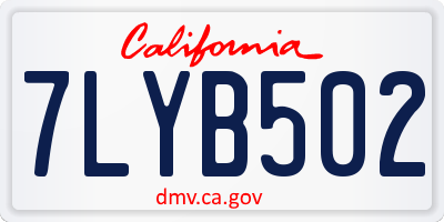 CA license plate 7LYB502