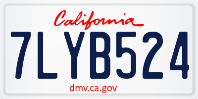 CA license plate 7LYB524