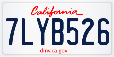 CA license plate 7LYB526