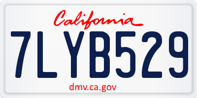 CA license plate 7LYB529