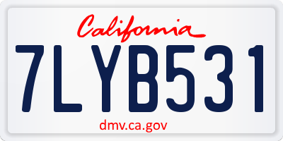 CA license plate 7LYB531