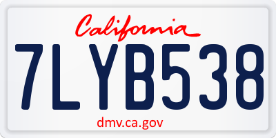 CA license plate 7LYB538