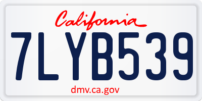CA license plate 7LYB539